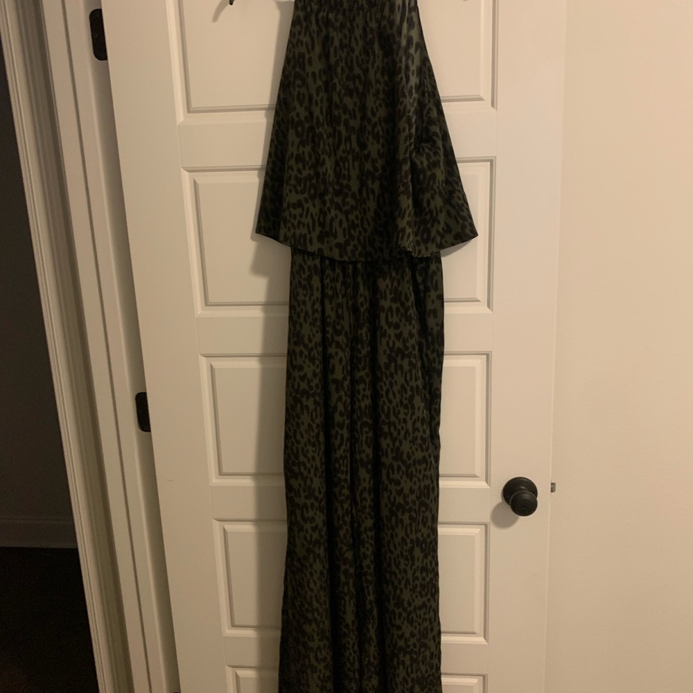 Black and hunter green leopard jumpsuit